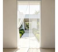 Fly Screen for Doors 100 x 208 cm Keep Bugs Out Lets Fresh Air in Fly Nets for Doors No Drill Installation for Terrace, Cellar Sliding, White
