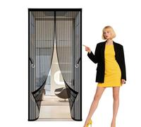 Fly Screen for Doors 101 x 233 cm No Tools Installation Fly Nets for Doors Powerful Magnets and Full Frame Magic Tape for Home, Bedroom, Living Room, Kitchen, Patio, Black