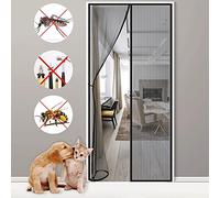 Fly Screen for Doors, 105x200cm Heavy Duty Mesh Curtain with Full Frame and Powerful Magnets That Snap Shut Automatically,Easy to Install Without Drilling Black
