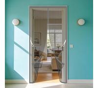 Fly Screen for Doors 107 x 206 cm with Full Length Magnets No Gap Auto Closes Screen Door Keeping Out Flies Bug Suitable for Patio Room Balcony Bedroom, Grey