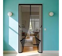 Fly Screen for Doors 108 x 216 cm with Full Length Magnets No Gap Auto Closes Screen Door Keeping Out Flies Bug Suitable for Patio Room Balcony Bedroom, Black