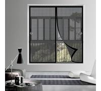 Fly Screen for Doors 127 x 139 cm Various Sizes, with Full Frame Magic Tape, Automatic Closing Magnetic Fly Screens for Doors for Patio Balcony Bedroom, Black