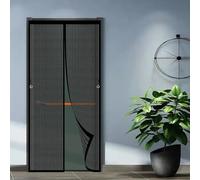 Fly Screen for Doors 145 x 205 cm Reinforced Polyester, with Powerful Magnets and Full Frame Magic Magnetic Screen Door Curtain from Living Room, Bedroom, Patio, Black