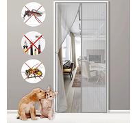 Fly Screen for Doors, 145x185cm Heavy Duty Mesh Curtain with Full Frame and Powerful Magnets That Snap Shut Automatically,Easy to Install Without Drilling Gray