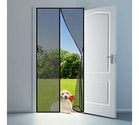Fly Screen for Doors, 145x210cm Heavy Duty Mesh Curtain with Full Frame and Powerful Magnets That Snap Shut Automatically,Easy to Install Without Drilling Black