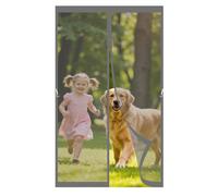Fly Screen for Doors 150 x 160 cm with Stay Open Buckles Magnetic Top-to-Bottom Seal Snaps Shuts Screen Doors with Magnets for Balcony, Patio, French, Sliding, Grey