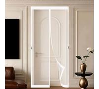 Fly Screen for Doors 200 x 320 cm Self-Sealing Mesh Powerful Magnets and Adhesive Strips, Hands-Free Closing Magnetic Fly Screen Doors for Outdoor, Gym, Sun House Porch, White