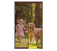 Fly Screen for Doors 60 x 80 cm with Stay Open Buckles Magnetic Top-to-Bottom Seal Snaps Shuts Screen Doors with Magnets for Balcony, Patio, French, Sliding, Brown