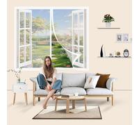 Fly Screen for Doors 75 x 224 cm Keep Bugs Out & Lets Fresh Air in, Self Sealing Screen Doors with Magnets for Living Room, Bedroom, White