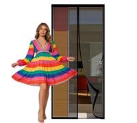 Fly Screen for Doors 84 x 267 cm Self Sealing Insect Protection Door Keep Bugs Out Lets Fresh Air Suitable for Balcony, Terrace, Cellar, Bedroom and Sliding Room, Black
