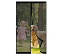 Fly Screen for Doors 90 x 70 cm with Stay Open Buckles Magnetic Top-to-Bottom Seal Snaps Shuts Screen Doors with Magnets for Balcony, Patio, French, Sliding, Black