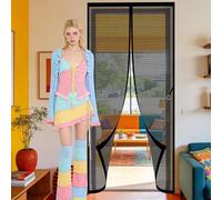 Fly Screen for Doors 93 x 240 cm Full Frame Magic Tape Nets Patio Curtain Insect Mesh Keeps Flies Mosquitoes Out for Home, Bedroom, Living Room, Kitchen, Patio, Black