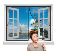 Fly Screen for Windows 230x90cm net Mosquito Net for Windows with 2 Rolls Self Adhesive Tapes for Windows Against Insects Flies Mosquitoes Black