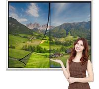 Fly Screen for Windows 50x65cm Black Magnetic Window Fly Screen Net Double Door Screen Magnetic Closure with Self-Adhesive Tape Keep Fresh air in & Bugs Out