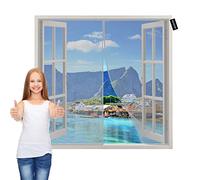 Fly Screen for Windows Grey 60x90cm Anti Mosquito Mesh Curtain with Powerful Magnets Seal Automatically Insect Protection Door No Gap Keep Fresh Air in & Let Bugs Out