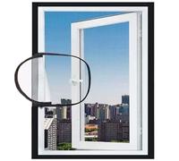 Fly Screen for Windows, Self Adhesive Fiberglass Nets with Zip Opening, Cat Protection Guard Net, Insect Mesh Mosquito Netting for Keep Bugs/Flies Out (60x112cm,White Mesh White Sticker)