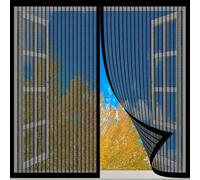 Fly Screen Magnetic Screen Door 90 x 120 cm Shut Automatically Fly Curtains,Powerful Magnets Flyscreen Net, Reinforced Anti-Tearing Adjustable DIY Window Screen, for Living Room, Patio, Black