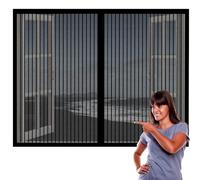 Fly Screen Mosquito Net 138 x 117 cm Heavy Duty Bug Mesh Curtain Without Drilling Durable Transparent for Air Conditioning Room Kitchen Window, Black