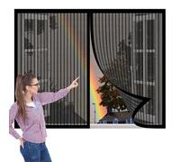 Fly Screen Mosquito Net 189 x 203 cm Magnetic Fly Insect Screen Without Drilling Hands Free for All Windows, Black