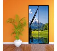 Fly Screen Mosquito Net 83 x 185 cm Easy to Install Without Drilling Heavy Duty Door Screen Full Frame Magic Tape for Balcony Sliding Living Room Children's Room, Black