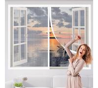 Fly Screen Mosquito Net 87 x 117 cm Anti Mosquito Fly Curtain Without Drilling Lets Fresh Air in for Window, Window Transparent Screen, White