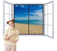 Fly Screen Mosquito Net for Window 60x100cm Heavy Duty Magnetic Screen Curtain Patio Insect Mesh with Powerful Magnets and Full Frame Hook&Loop Center Magnetic Closure Black