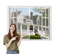 Fly Screen Mosquito Net for Window 60x100cm Screen Mesh Curtain Mosquito Net Insect Netting Hands Free Frame Hook & Loop Keep Open Feature Pets and Kids Friendly White