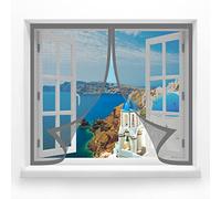 Fly Screen Nets Magnetic Fly Screens Windows 50 x 110 cm Transparent Window Screen Window Fly Screen Without Drilling for Windows, Grey