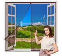 Fly Screen Window 100x170cm Brown Heavy Duty Anti Mosquito Mesh Fly Curtain Nets-with Powerful Magnets&Full Frame Magic Tape-for Doors and Windows