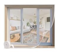 Fly Screen Window, 60x100cm Fly Screen Net with Full Frame Hook and Loop, Easy Install Mosquito Net for Windows, Keep Insects Out, White