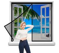 Fly Screen Window Magnetic Window Curtain for Patio Window 50x120cm with Magic Paste Durable Mesh Mosquito Door Curtain Shut Automatically, Prevent Bugs from Entering Black