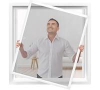 Fly Screen Window with Frame No Drilling, 80 x 100 cm, Insect Protection Window, Can Be Cut to Size, Made of Aluminium, with Installation Tools, Thickened Net Not Easy to Tear, White
