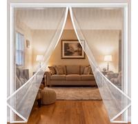 Fly Screens Doors 100 x 208 cm Full Frame Magic Tape Kid and Pet Friendly Fly Nets for Doors Keep Bugs Out & Lets Fresh Air in No Drill Installation Automatically Closes, White