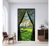Fly Screens Doors 100 x 208 cm Powerful Magnets and Full Frame Magic Tape Fly Insect Screen Door Hands Free No Drill Installation for Patio Bedroom Sliding Kitchen, Black