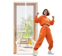 Fly Screens Doors 101 x 296 cm Self Sealing Fly Nets for Doors Keep Bugs Out Lets Fresh Air in for Living Room, Bedroom, Patio, White