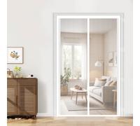 Fly Screens Doors 111 x 244 cm with Powerful Magnets Automatically Closes and Magic Tape, Install Without, Keep Bugs Out, Fly Insect Screen Door Screen for Balcony Door, White