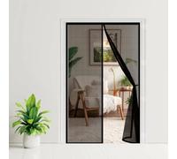 Fly Screens Doors 111 x 252 cm Self-Sealing Mesh, Powerful Magnets and Full Frame Magic Tape, No Drill Installation, Keeps Bugs Out, Magnetic Bug Mesh Curtain for Patio Door, Black
