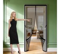 Fly Screens Doors 111 x 263 cm with Full Length Magnets No Gap Auto Closes Anti Mosquito Mesh Fly Curtain Keeps Bugs Out for Home, Bedroom, Living Room, Kitchen, Patio, Black