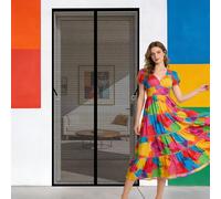 Fly Screens Doors 125 x 180 cm Hundreds of Sizes Heavy Duty Fly Door Screen Mesh Hands Free Auto Closing for Living Room, Bedroom, Patio, Black