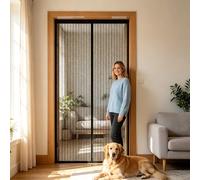 Fly Screens Doors 125 x 207 cm Patio Door Nets with Magnets for Keeping Out Flies, Mosquito Net, Insect Mesh Magnetic Screenfly Doors for Living Room Kitchen Patio, Black