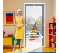 Fly Screens Doors 127 x 240 cm Automatically Closes Flyscreen French Doors Keeps Bugs Out Suitable for Balcony, Terrace, Cellar, Bedroom and Sliding Room, White