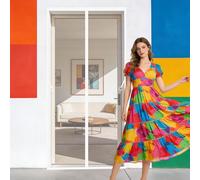 Fly Screens Doors 128 x 198 cm Hundreds of Sizes Heavy Duty Fly Door Screen Mesh Hands Free Auto Closing for Living Room, Bedroom, Patio, White