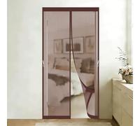 Fly Screens Doors 130 x 80 cm Self-Sealing Mesh Powerful Magnets and Adhesive Strips, Hands-Free Closing Magnet Fly Screen Door for Outdoor, Gym, Sun House Porch, Brown