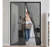Fly Screens Doors 132 x 292 cm Frame Hook & Loop Hundreds of Sizes Fly Insect Screen Door with Powerful Magnets Keeps Bugs Out Easy to Install Without Drilling, Black