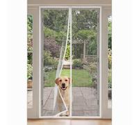 Fly Screens Doors 146 x 207 cm Frame Hook & Loop Hundreds of Sizes Fly Insect Screen Door with Powerful Magnets Keeps Bugs Out No Drill Installation Automatically Closes, White