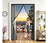 Fly Screens Doors 149 x 190 cm with Powerful Magnets and Full Frame Adhesive Strips, Hands-Free Closing Magnetic Fly Insect Screen Door for Living Room Kitchen Patio, Black