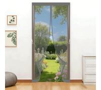 Fly Screens Doors 150 x 160 cm with Stay Open Buckles Magnetic Top-to-Bottom Seal Snaps Shuts Magnetic Fly Screen Door Curtain for Balcony, Patio, French, Sliding Doors, Grey