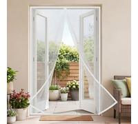 Fly Screens Doors 151 x 306 cm Full Frame Magic Tape Kid and Pet Friendly Fly Curtains Keep Bugs Out & Lets Fresh Air in Easy to Install Without Drilling, White