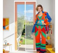 Fly Screens Doors 166 x 285 cm Full Frame Magic Tape Insect Protection Door Powerful Magnets and Full Frame Magic Tape for Home, Bedroom, Living Room, Kitchen, Patio, White