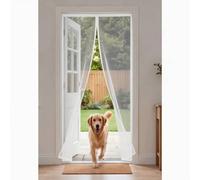 Fly Screens Doors 187 x 210 cm Full Frame Magic Tape Kid and Pet Friendly Fly Curtains Keep Bugs Out & Lets Fresh Air in Easy to Install Without Drilling, White